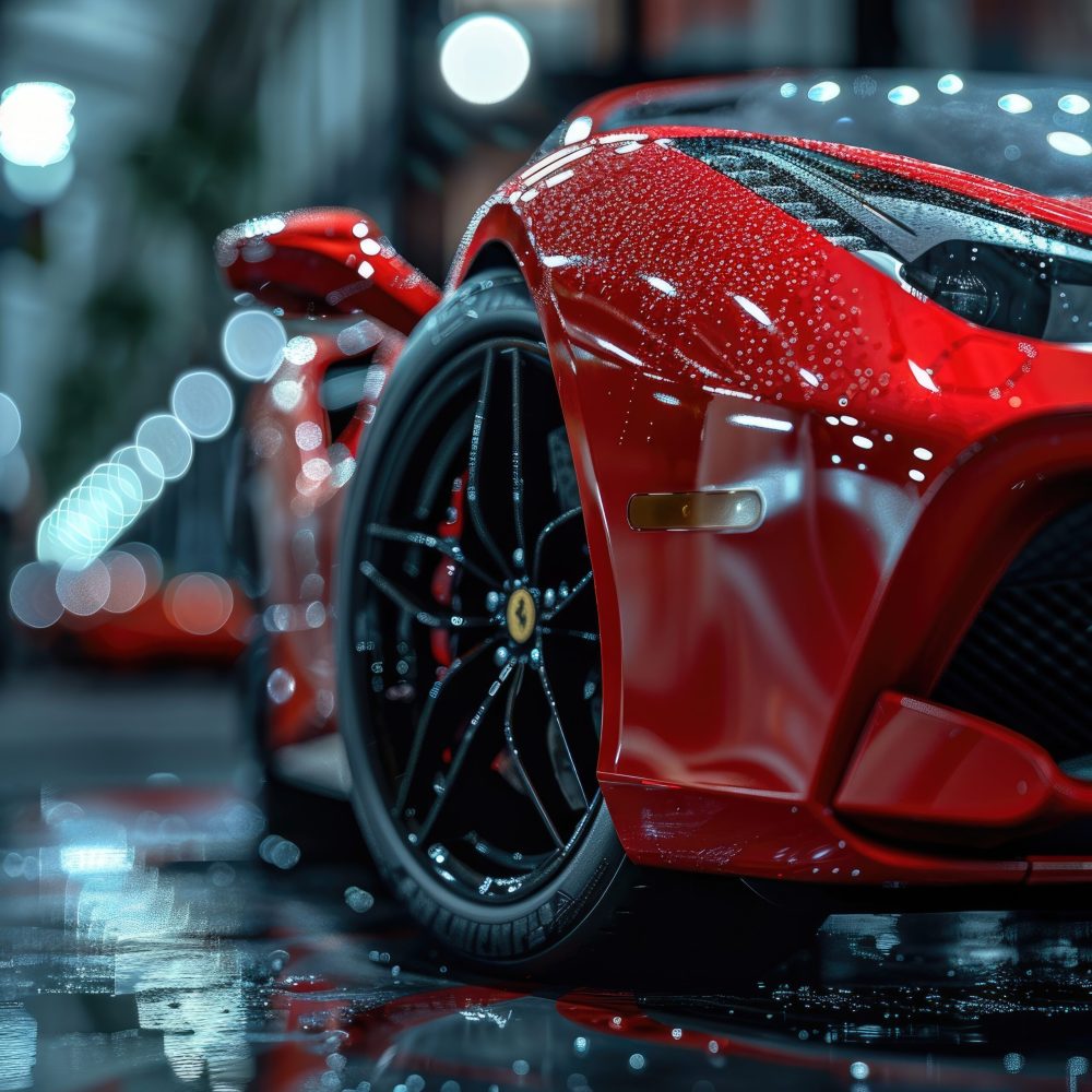 red-sports-car-with-water-droplets-its-paint-closeup-view-wheel